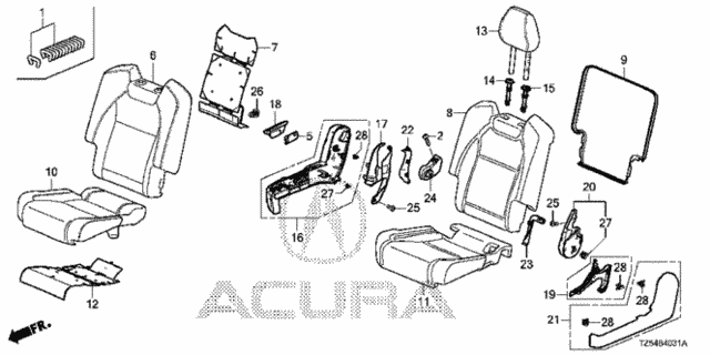 Middle Seat (R.) (Bench Seat) for 2014 Acura MDX #0