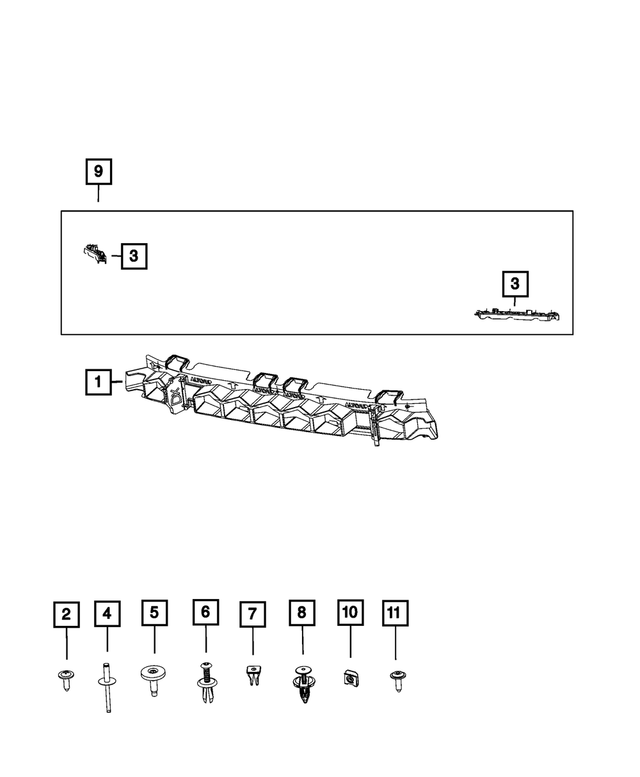 68446406AA - Frame, Bumper and Fascia: Front Energy Absorber for Mopar Image
