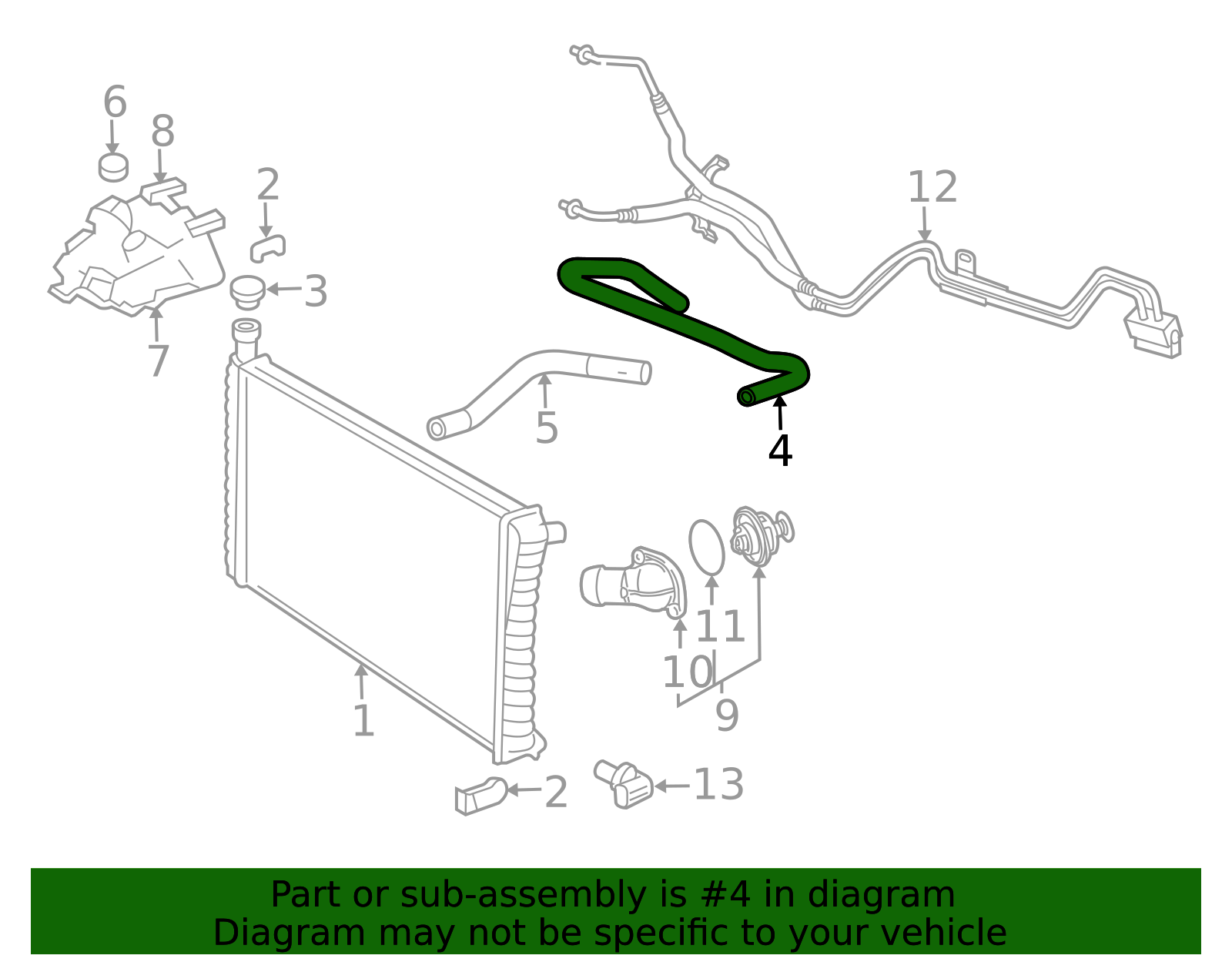 2007-2020 GM Radiator Inlet Hose 19258423 | GetOEMParts.com
