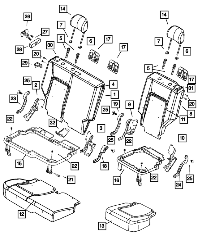 YF801DVAA - Interior Trim: Rear Seat Back for Jeep: Liberty Image