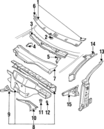4A1805097A01C - Body: Cowl Grille for Audi: 100, 100 Quattro, A6, A6 Quattro, S4, S6 Image