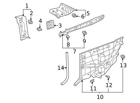 Interior Trim - Quarter Panels for 2005 Toyota Solara #1