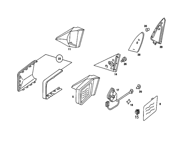 1248105316 - Front Doors: Mirror, Outer for Mercedes-Benz: 190, 190D, 190E, 200, 200D, 260E, 280E, 300D, 300E, 300TD, 300TE Image image