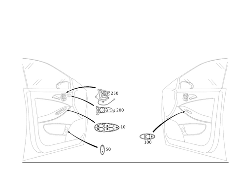 Switch in Front Door Lining for 2007 Mercedes-Benz CLS550 #0