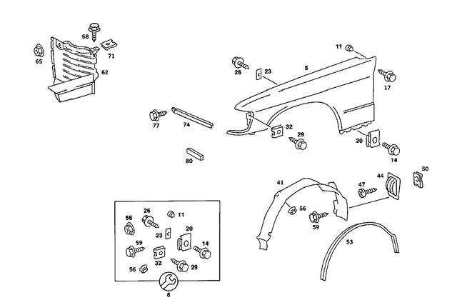 2018811801 - Attachment Parts: Fender, Front for Mercedes-Benz: 190, 190D, 190E Image image