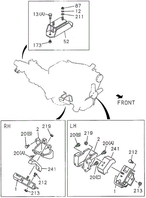 Engine Mount (2) (DX) for 1995 Honda Passport #0