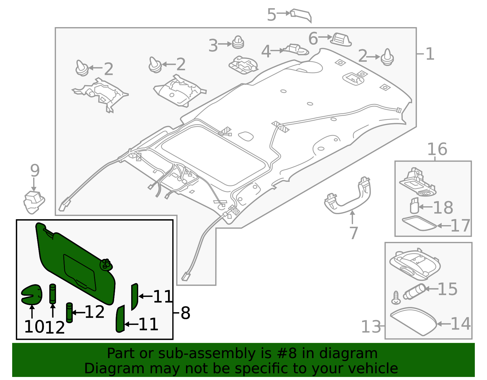 2022-2025 Subaru Outback Sun Visor Assembly Left-Hand 92011AL17AJC