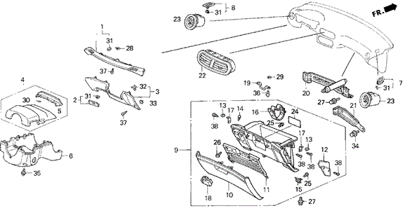 Instrument Panel Garnish ('94-'97) for 1995 Honda Civic del Sol #0