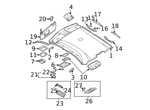 Interior Trim - Roof for 2003 BMW 325xi #1