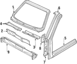 155817017 - Body: Windshield Frame for Volkswagen: Cabriolet Image