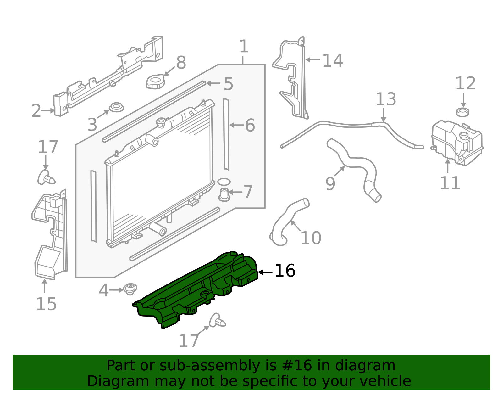 21579-4BA0A - Radiator Support Air Deflector 2014-2016 Nissan Rogue ...
