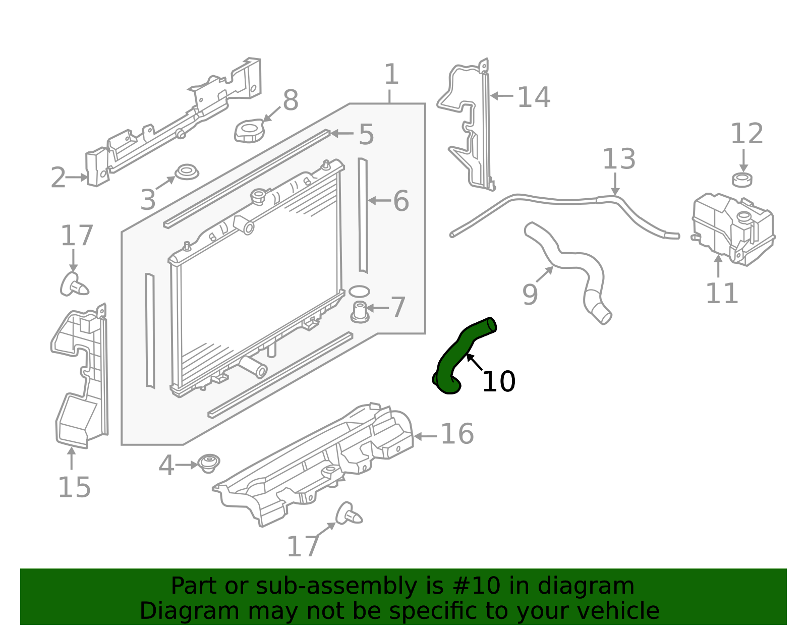 2017-2020 Nissan Rogue Radiator Coolant Hose 21503-4CF0A | Nissan Parts OEM