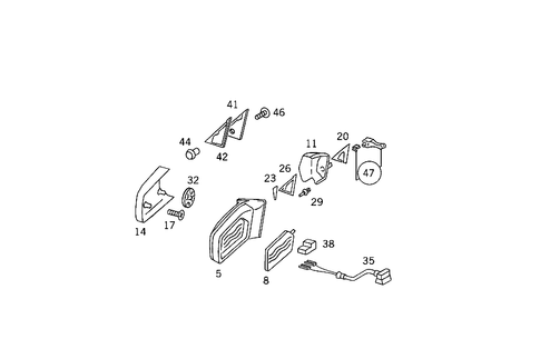 Outside Rearview Mirror, Mech. Adjustment for 1989 Mercedes-Benz 300 SE #0