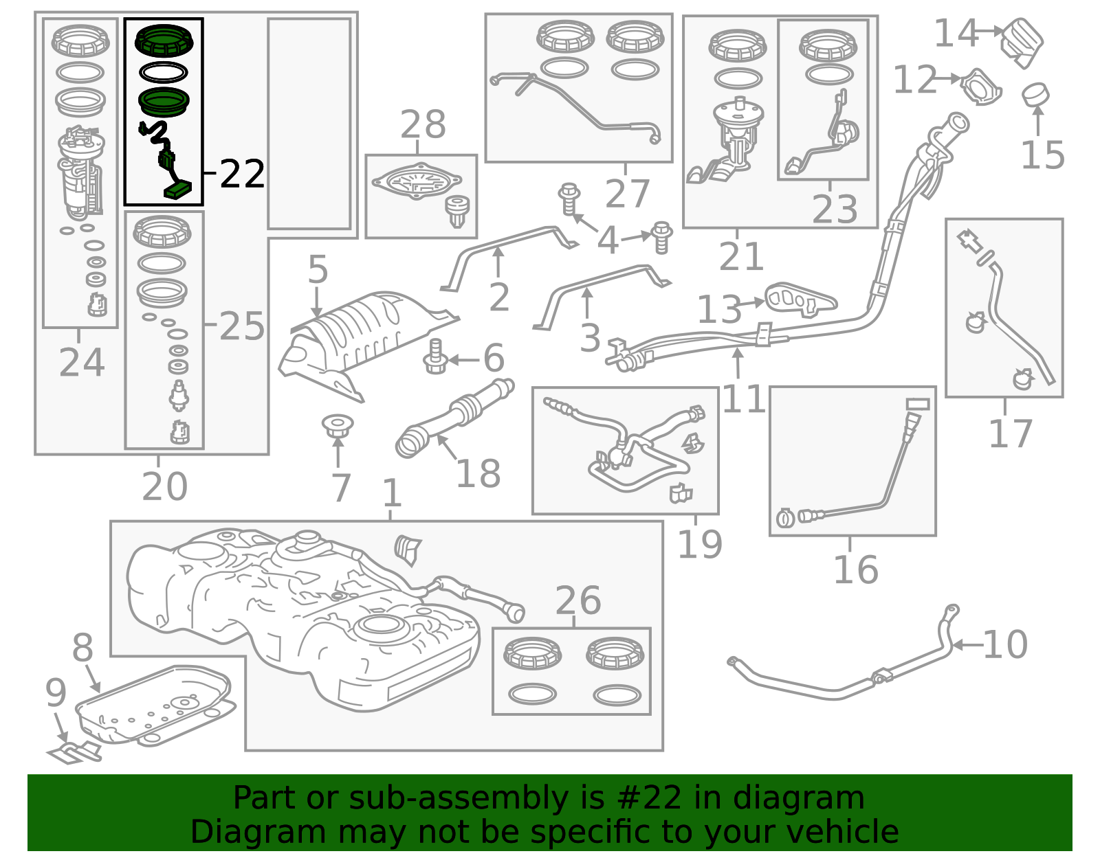 17047-T7X-A00 - Fuel Sender And Hanger Assembly 2016-2022 Honda HR-V ...