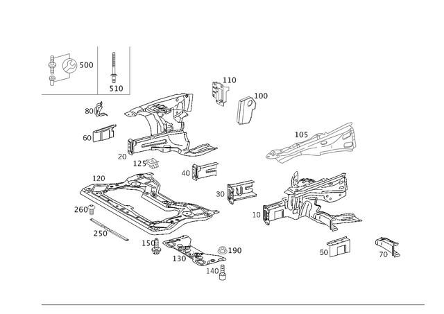 2096360322 - Cowl, Front Panel: Locking Lug for Mercedes-Benz: CLK320, CLK350, CLK500, CLK55 AMG, CLK550, CLK63 AMG Image image