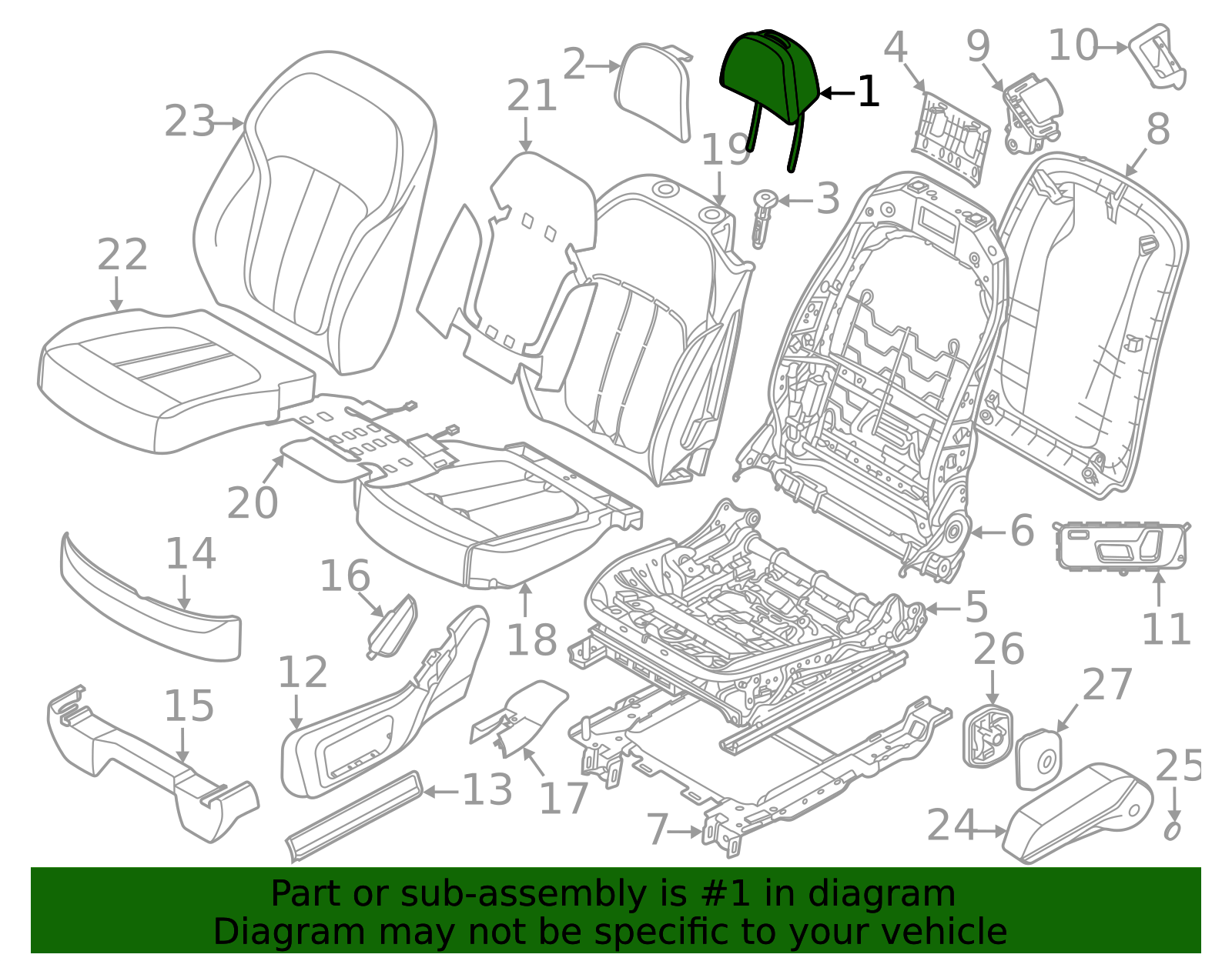 Headrest - BMW (52-10-5-A3C-561)