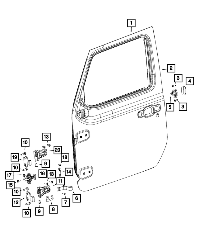 68281910AQ - Doors, Door Mirrors and Related Parts: Front Door, Right for Mopar Image