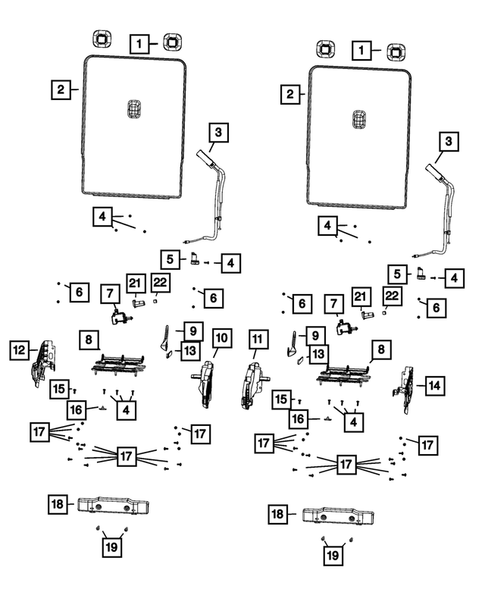 Rear Seats - Second Row Adjusters, Recliners, Shields and Risers for 2022 Jeep Grand Wagoneer #4