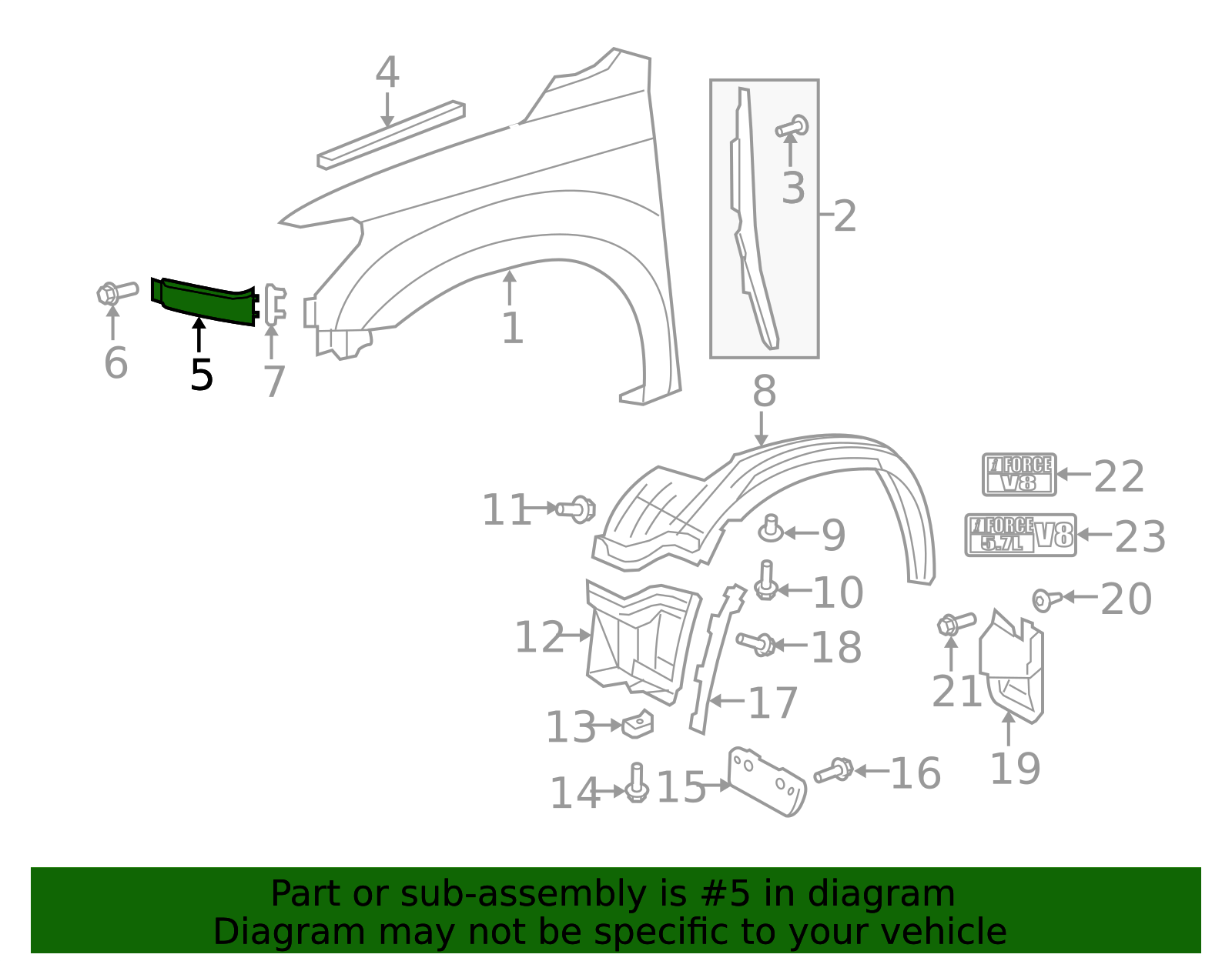 Genuine Toyota Fender Extension Panel (Right, Front) part# 53931