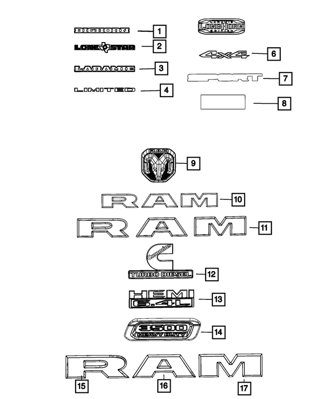 « 68363040AB – Exterior Ornamentation : Plaque D'identification pour Mopar Image »
