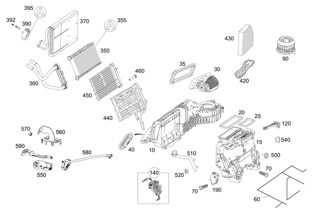 2058309404 - Heating and Ventilation: Evaporator Housing for Mercedes-Benz: AMG GT 43, AMG GT 53, AMG GT 63, AMG GT 63 S, AMG GT 63 S E Performance, C350e, C400, C43 AMG, C450 AMG, C63 AMG, C63 AMG S, CLS450, CLS53 AMG, E300, E350, E400, E43 AMG, E450, E53 AMG, E63 AMG S, G500, G550, G580, G63 4x4 Squared AMG, G63 AMG, GLC300, GLC43 AMG, GLC63 AMG, GLC63 AMG S Image image