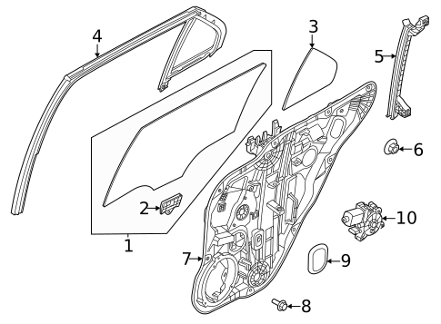 Glass - Rear Door for 2023 Kia Niro EV #0