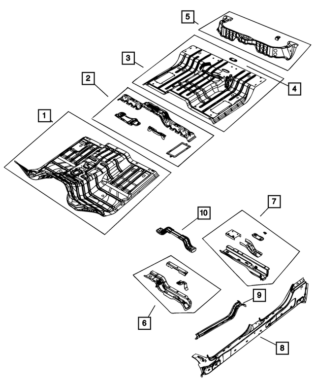 55372348AA - Body Sheet Metal Except Doors: Rear Floor Pan Panel for Mopar Image