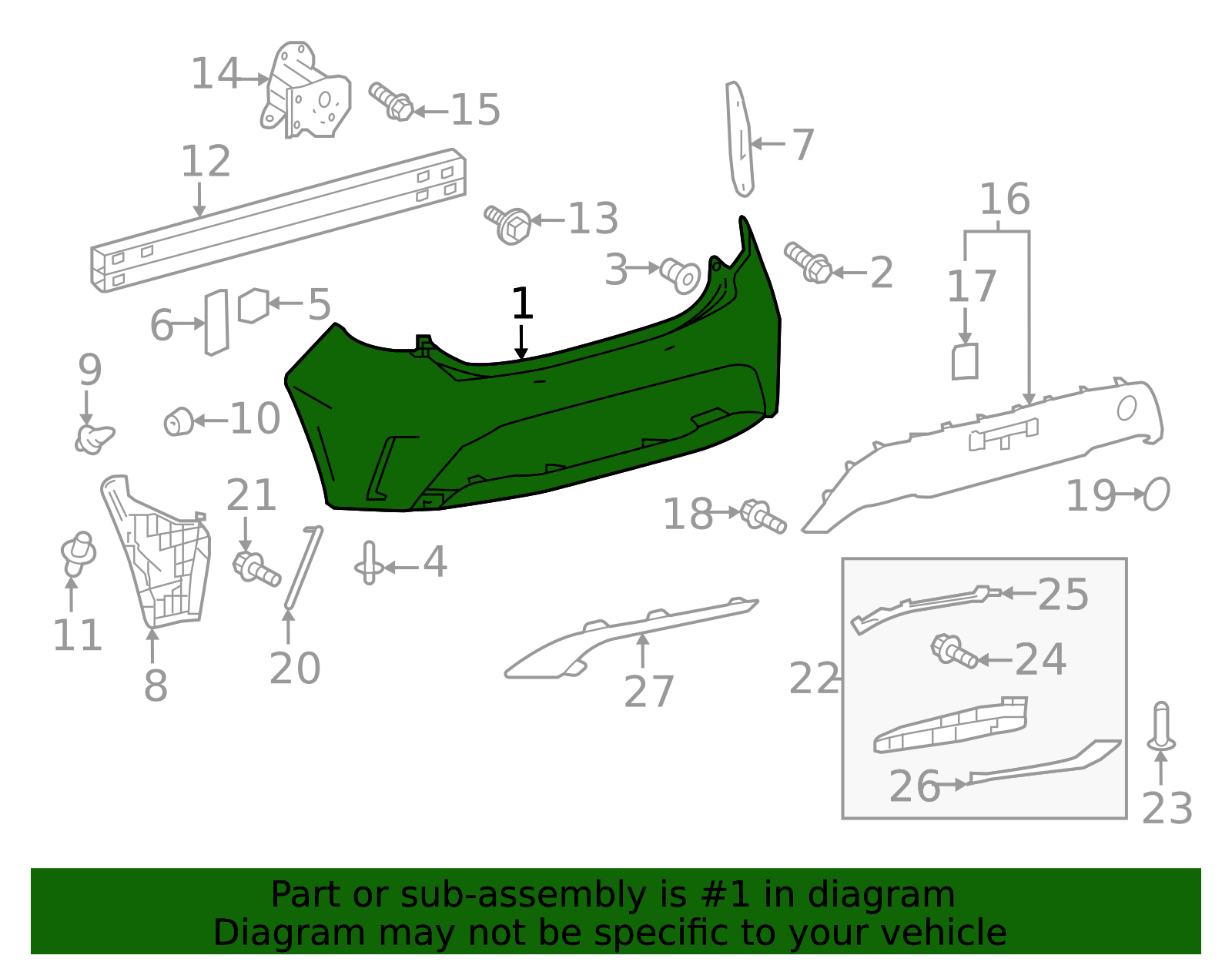 5215912953 - Cover Rear Bumper L P 2019-2025 Toyota Corolla | Toyota ...
