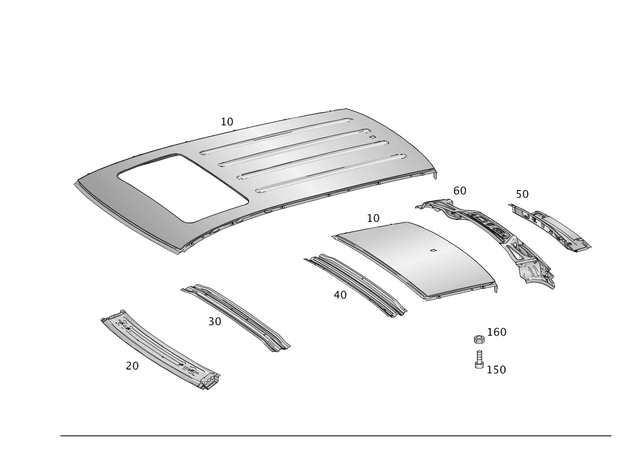 1666500702 - Roof: Roof for Mercedes-Benz: GLE300d, GLE350, GLE400, GLE550e, GLE63 AMG, ML250, ML350, ML400, ML550, ML63 AMG Image image