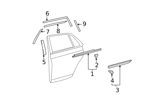 Exterior Trim - Rear Door for 2009 Toyota Avalon #0