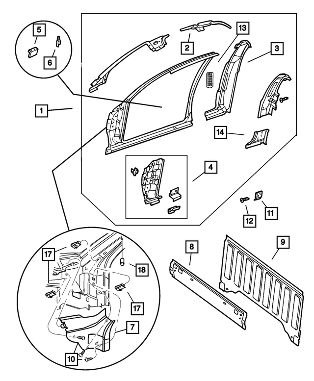 4883906AI - Body Sheet Metal Except Doors: Body Side Aperture Panel, Right for Mopar Image