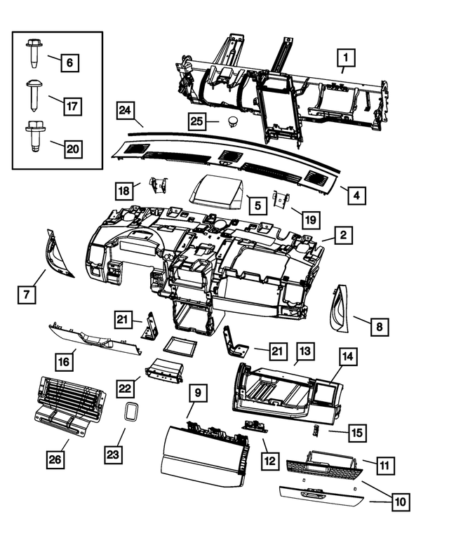 1DS66XDVAB - Interior Trim: Instrument Panel Cover for Mopar Image