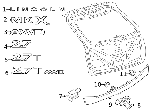 Exterior Trim - Lift Gate for 2018 Lincoln MKX #0