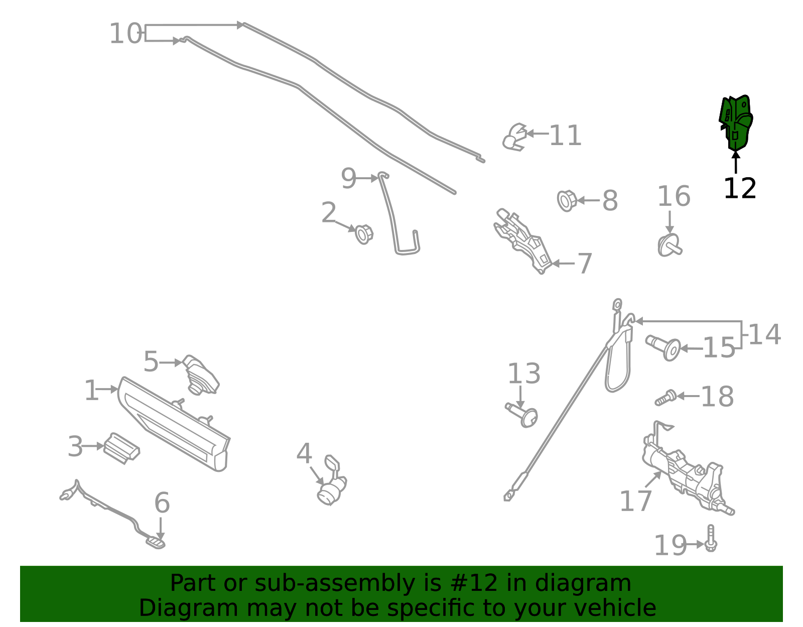 thumbnail image 2 of Ford OEM Tailgate Lock Latch Assembly – Left Hand – 5L3Z-9943150-A – F-Series & Sport Trac 2 of 3