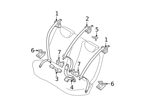 Rear Seat Belts for 2006 Hyundai Accent #0