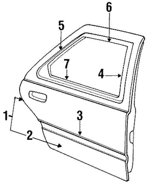 Exterior Trim - Rear Door for 1992 Ford Tempo #0
