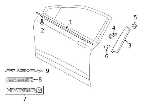 Exterior Trim - Front Door for 2017 Ford Fusion #0