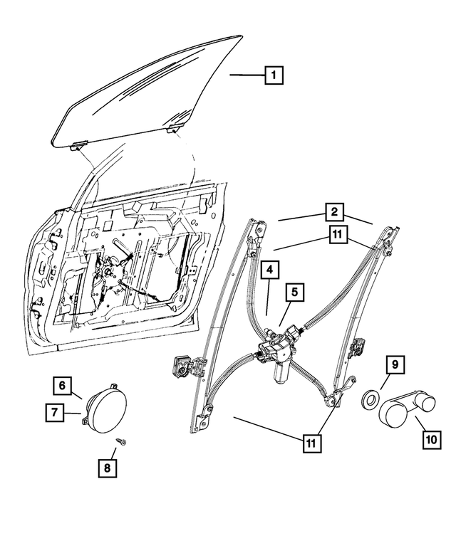 4894529AA - Doors and Related Parts: Front Door Window Regulator, Left for Mopar Image