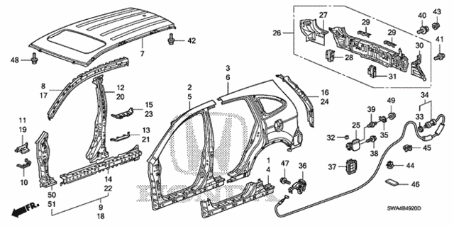 Outer Panel - Roof Panel for 2008 Honda CR-V #0