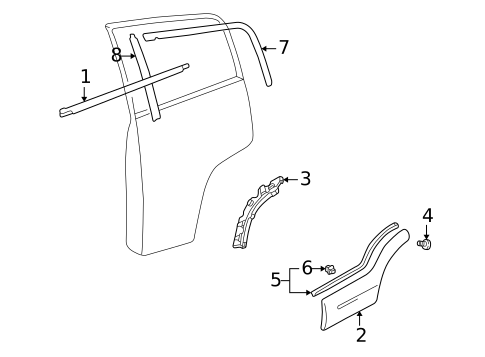 Exterior Trim - Rear Door for 2003 Suzuki Grand Vitara #0
