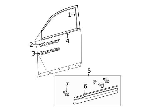 Exterior Trim - Front Door for 2010 Toyota Highlander #1