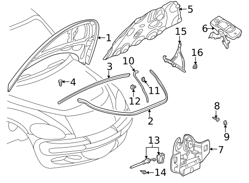 Hood & Components for 2006 Chrysler PT Cruiser #1