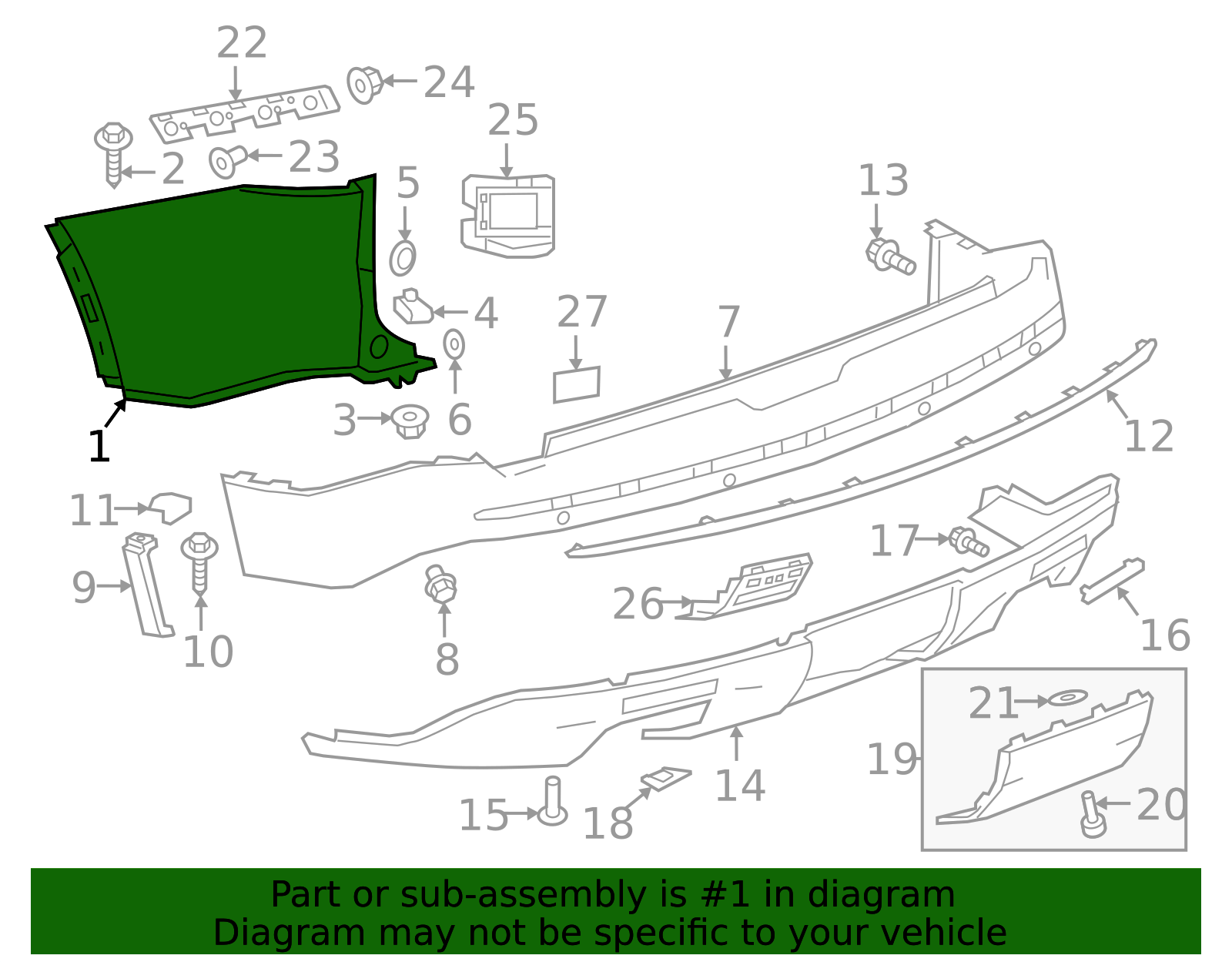 2022-2024 Chevrolet Rear Bumper Driver Side Upper Fascia 86824081 | OEM ...