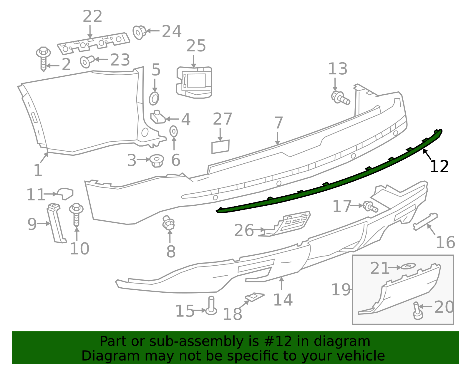 2018-2024 Chevrolet Black Ice Chrome Rear Bumper Fascia Lower Molding ...