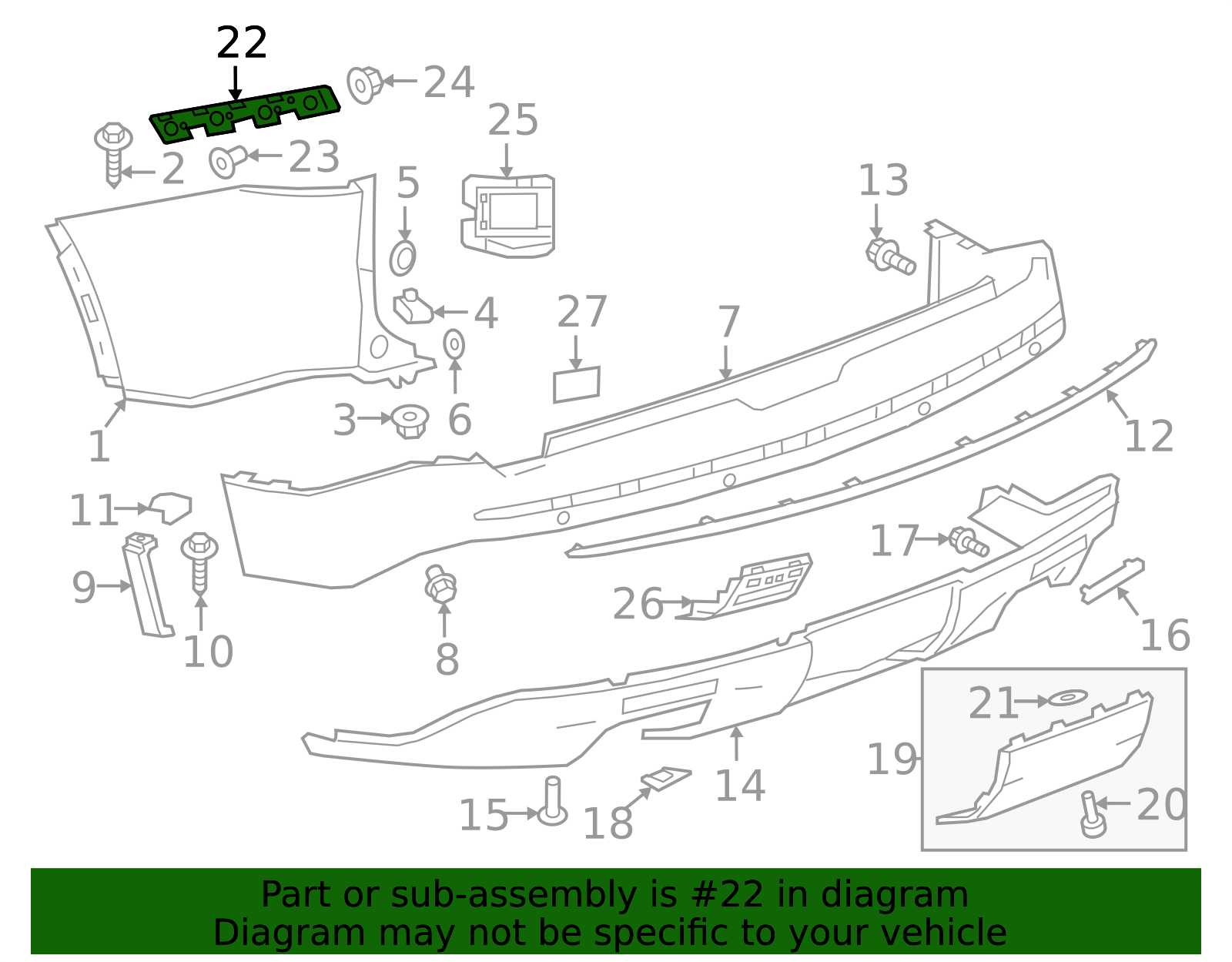 2018-2024 Chevrolet Rear Driver Side Bumper Fascia Guide 23165966 GM ...