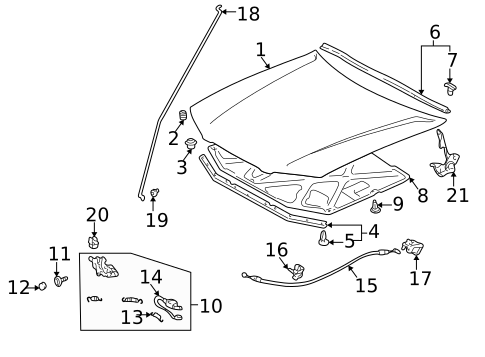 Hood & Components for 2000 Toyota Camry #0