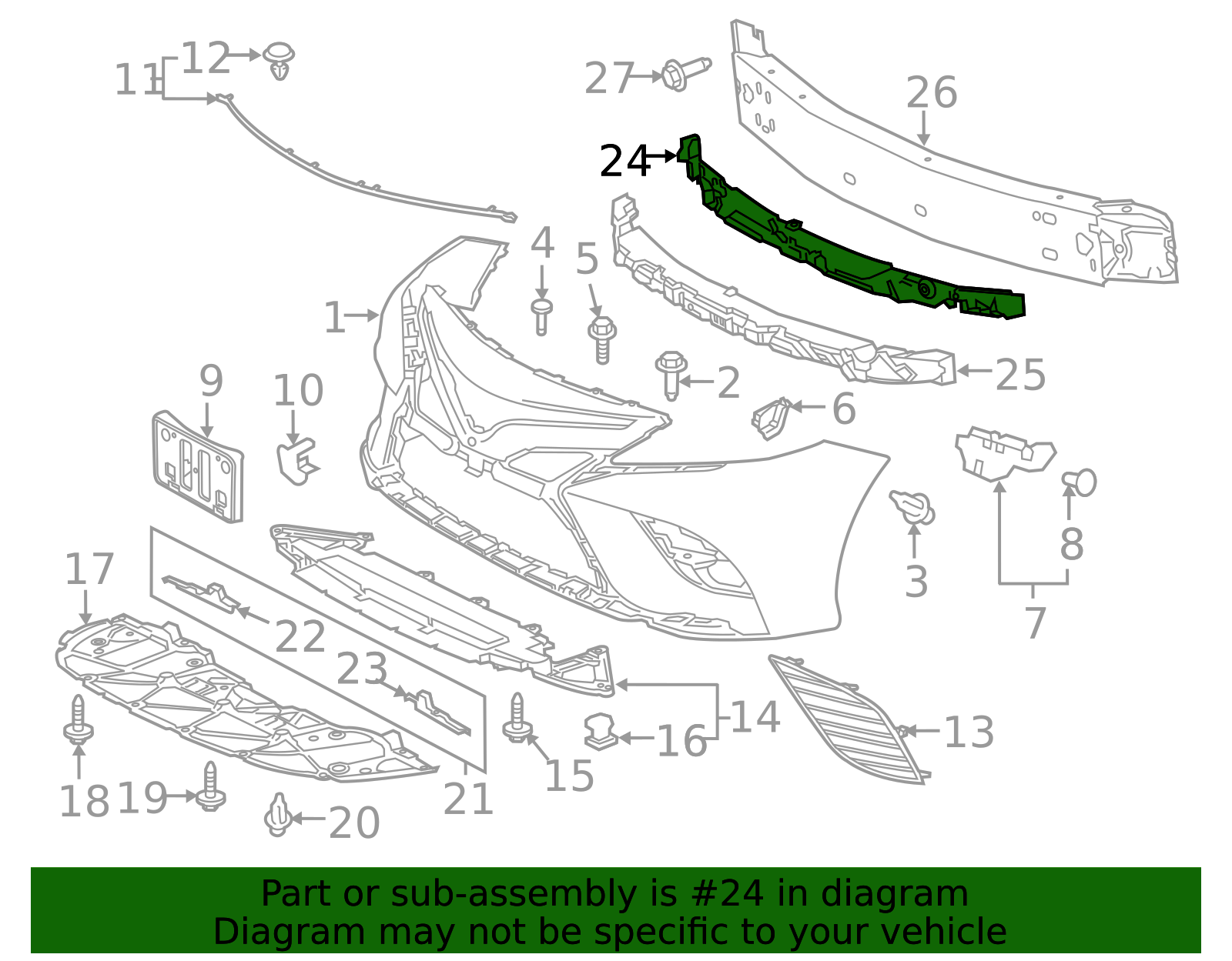 Genuine Official Toyota Bumper Impact Absorber (Front) part# 52614
