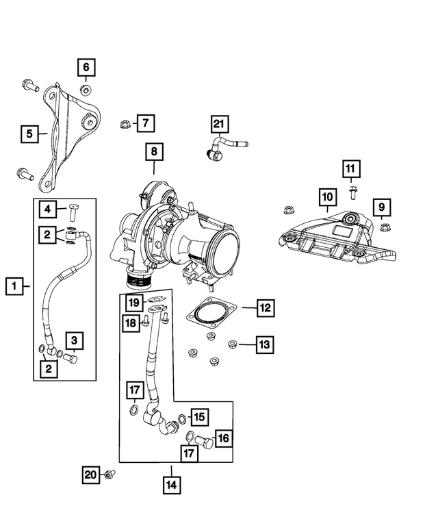 68321241AA - 1.4L Turbo; Engine: Turbocharger Oil Feed Hose And Tube for Mopar Image