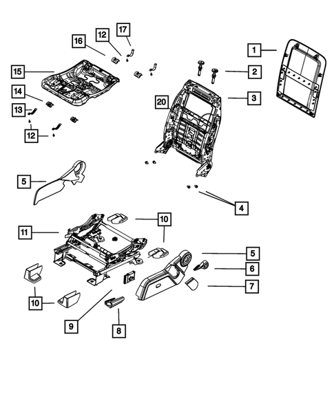 Front Seats - Adjusters, Recliners, Shields and Risers for 2018 Dodge Journey #0
