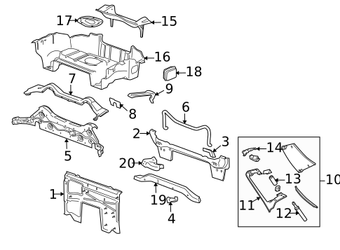 Rear Floor & Rails for 2008 Pontiac Solstice #0
